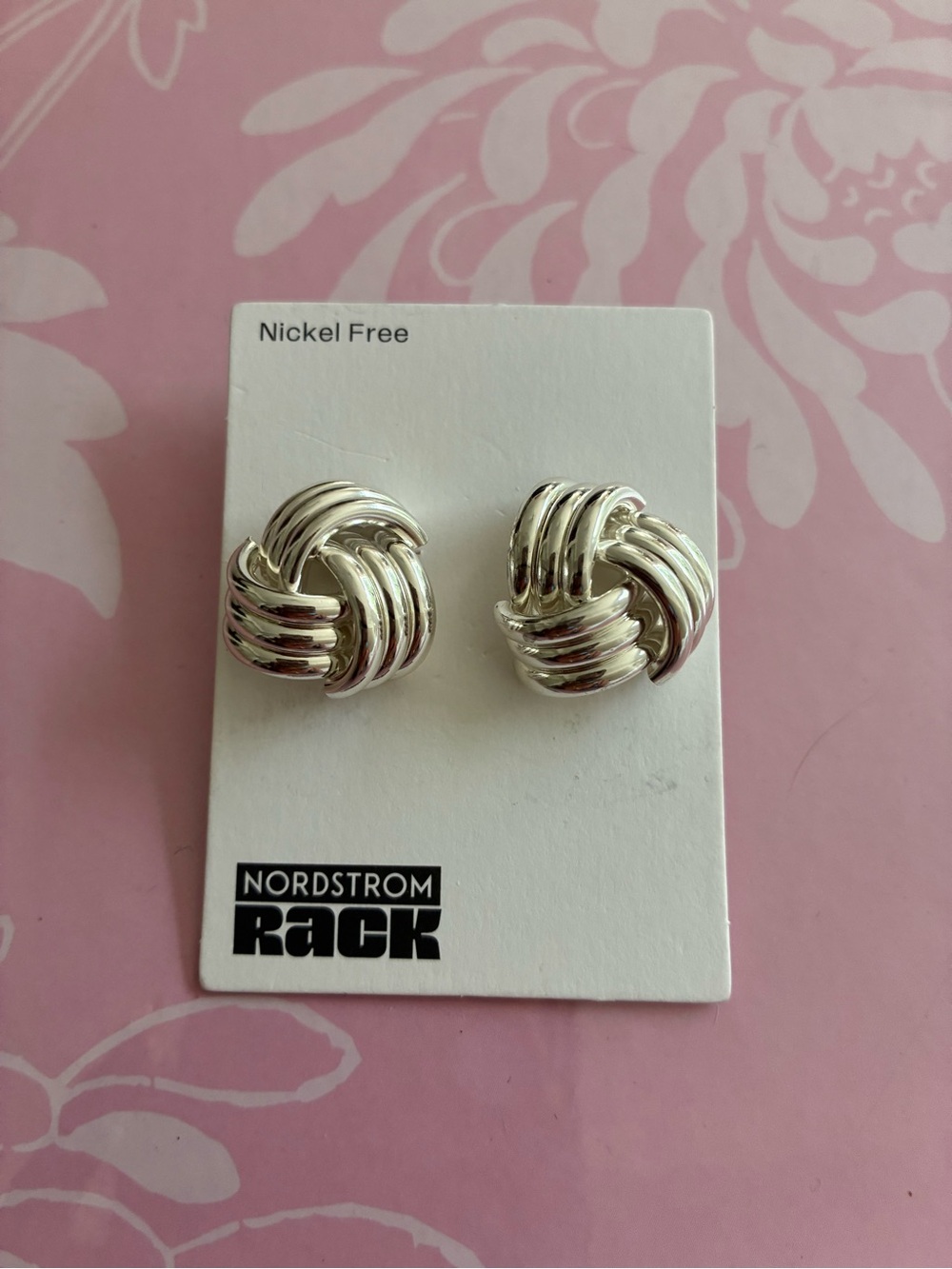 Nordstrom Silver Twisted Knot Clip-On Earrings